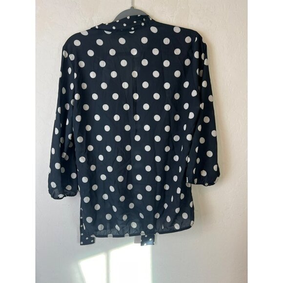 Sweet Pea for NY&C by Stacy Frati Sz M Polka Dot Long Sleeve Blouse with Front T - Picture 3 of 4